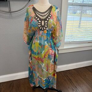 SOL & MER Embellished Crochet Sheer Swim Cover Up Size Small/Medium